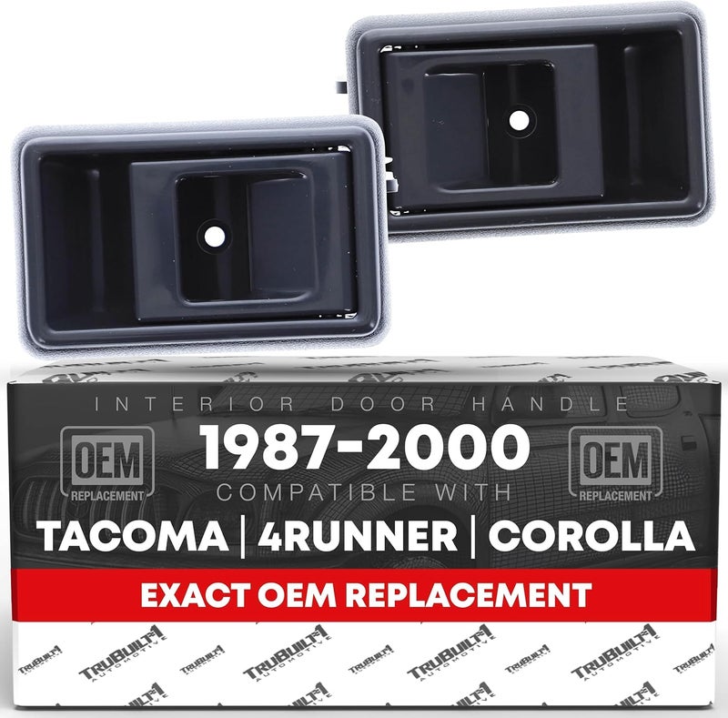 T1A Interior Front & Rear, Driver & Passenger Door Handle Set - Compatible with 1988-1992 Toyota Corolla, 89-95 4Runner, 89-95 Pickup, 95-00 Tacoma; 89-92 Geo Prizm - Gray - 69206-04010-G, 69205-04010-G - Image 1
